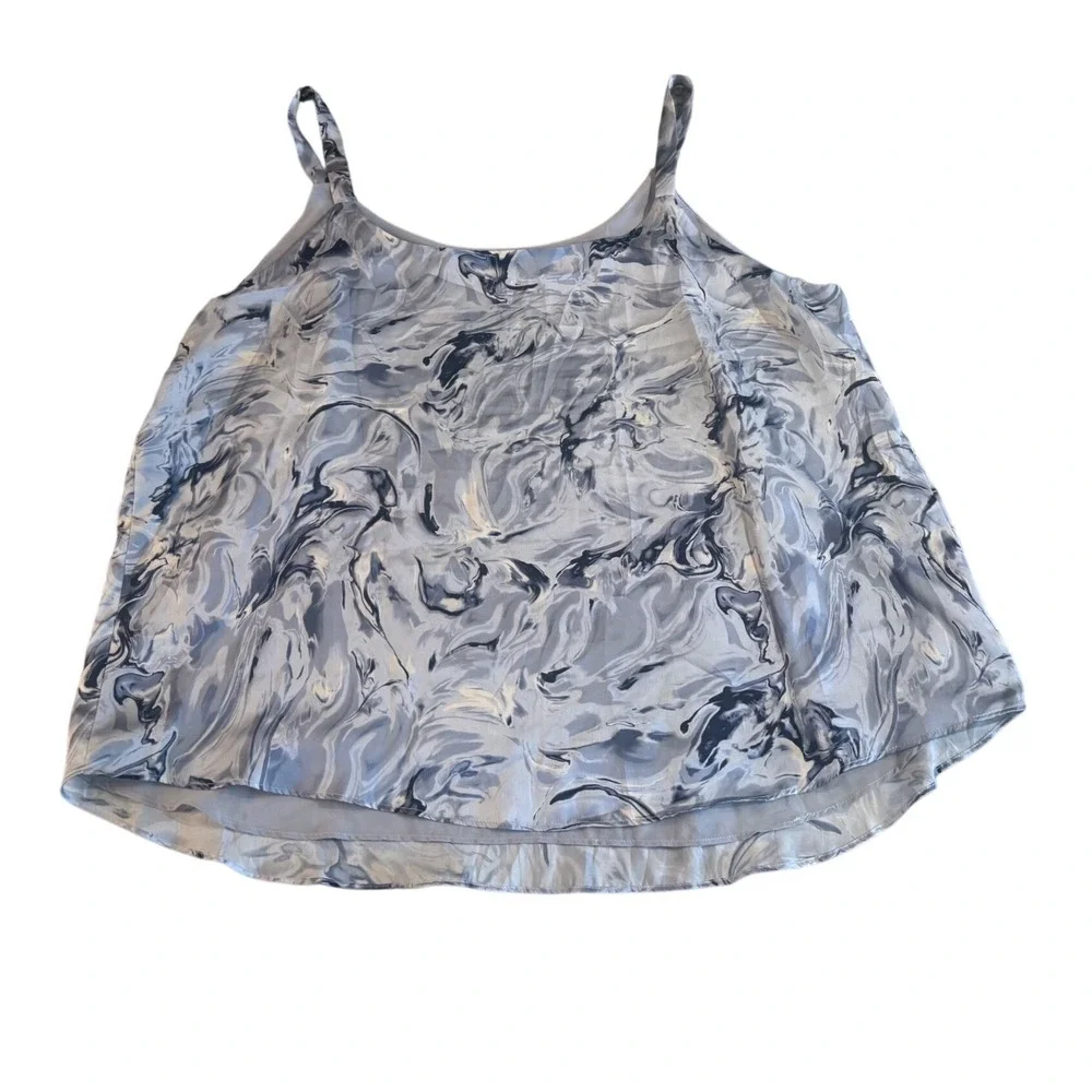 Bar III Womens 2X Blue Marble Swirl Print Camisole Spaghetti Strap Layered Top - Picture 6 of 6